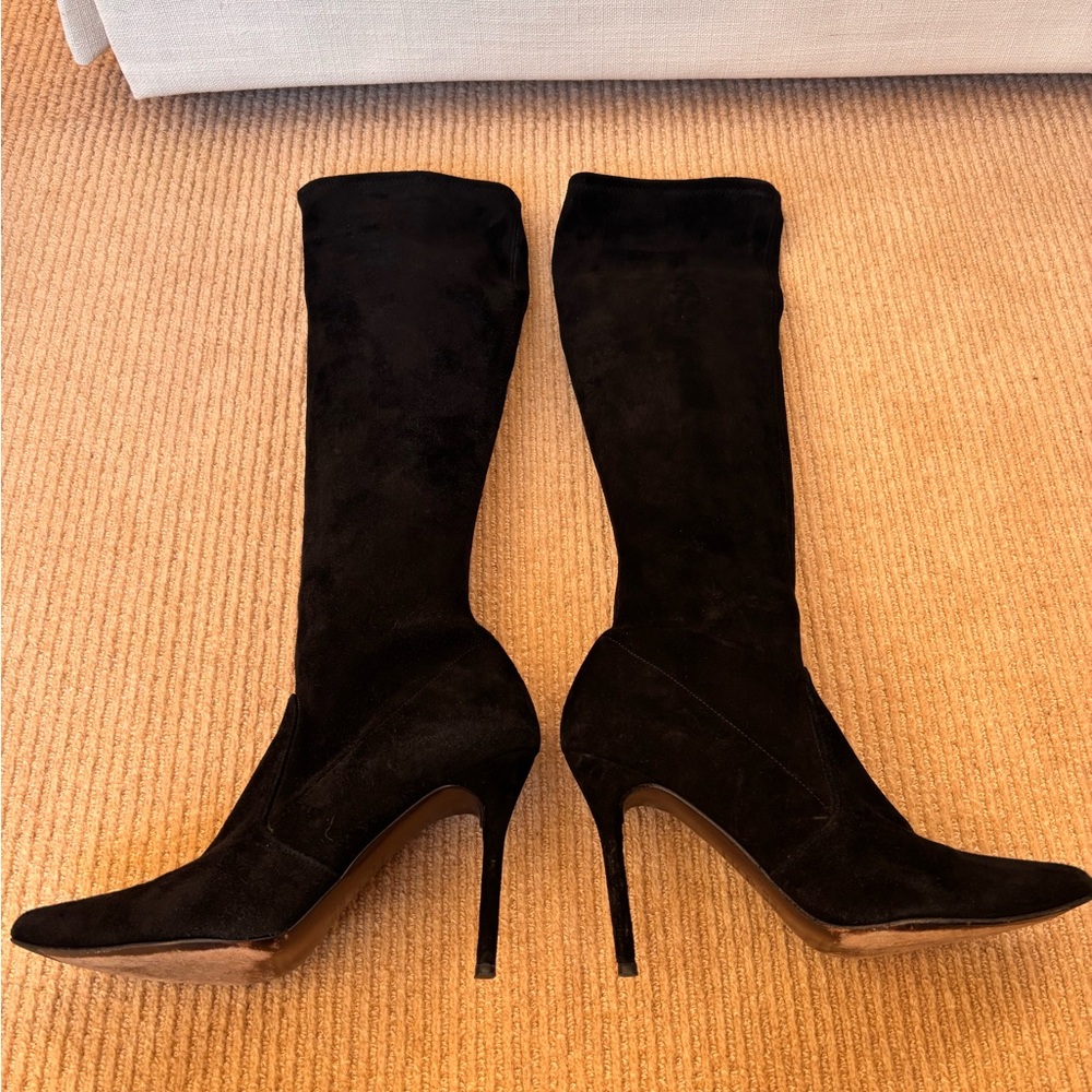 Stuart Weizman Black Suede Benefit Boots View 6